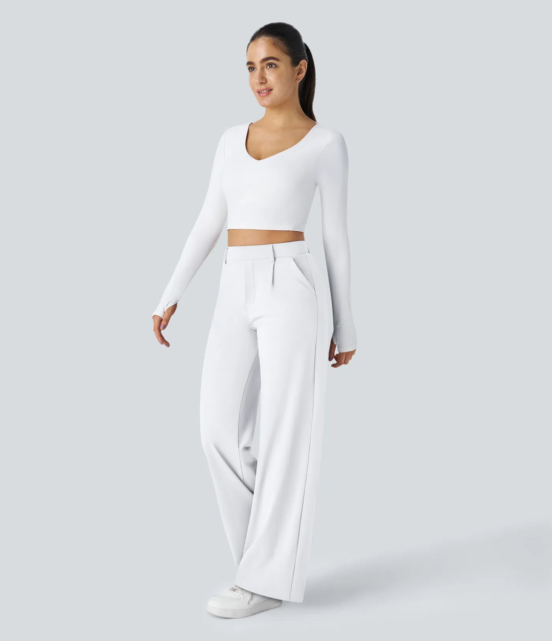 Pantalon tailleur DayStretch coupe droite taille haute avec poches