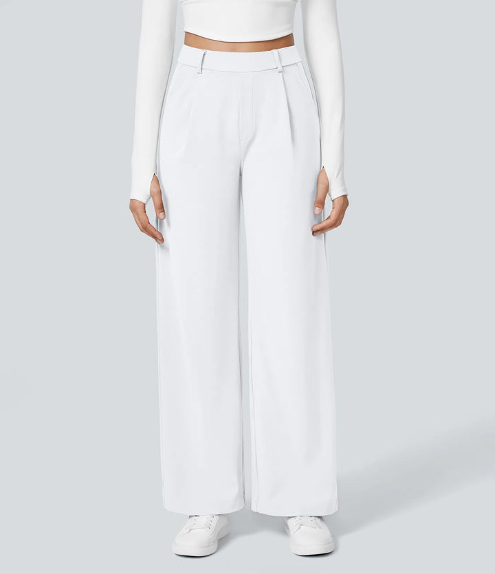 Pantalon tailleur DayStretch coupe droite taille haute avec poches
