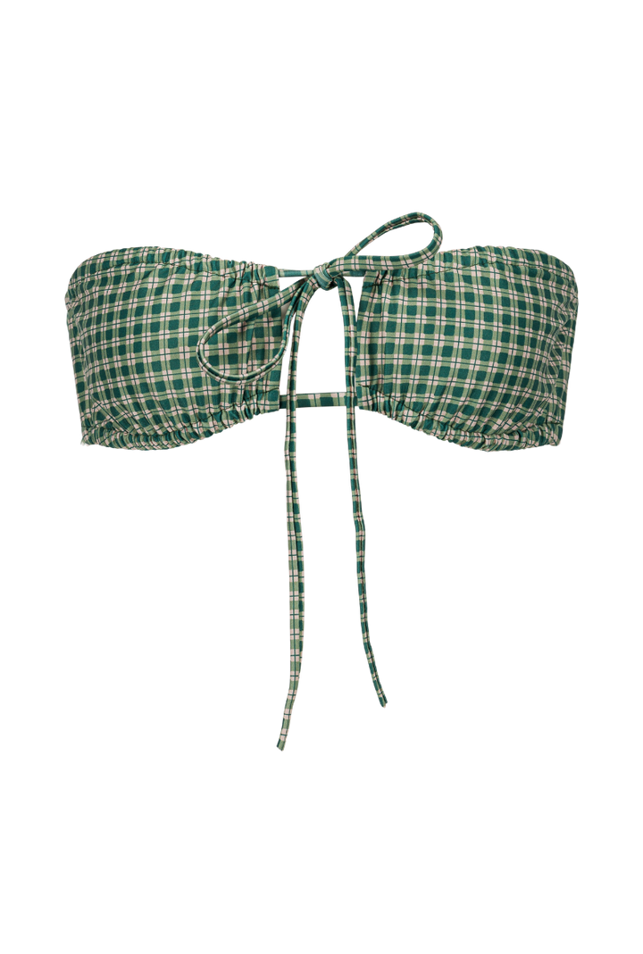 Haut de maillot bandeau Mado - Carreaux vert