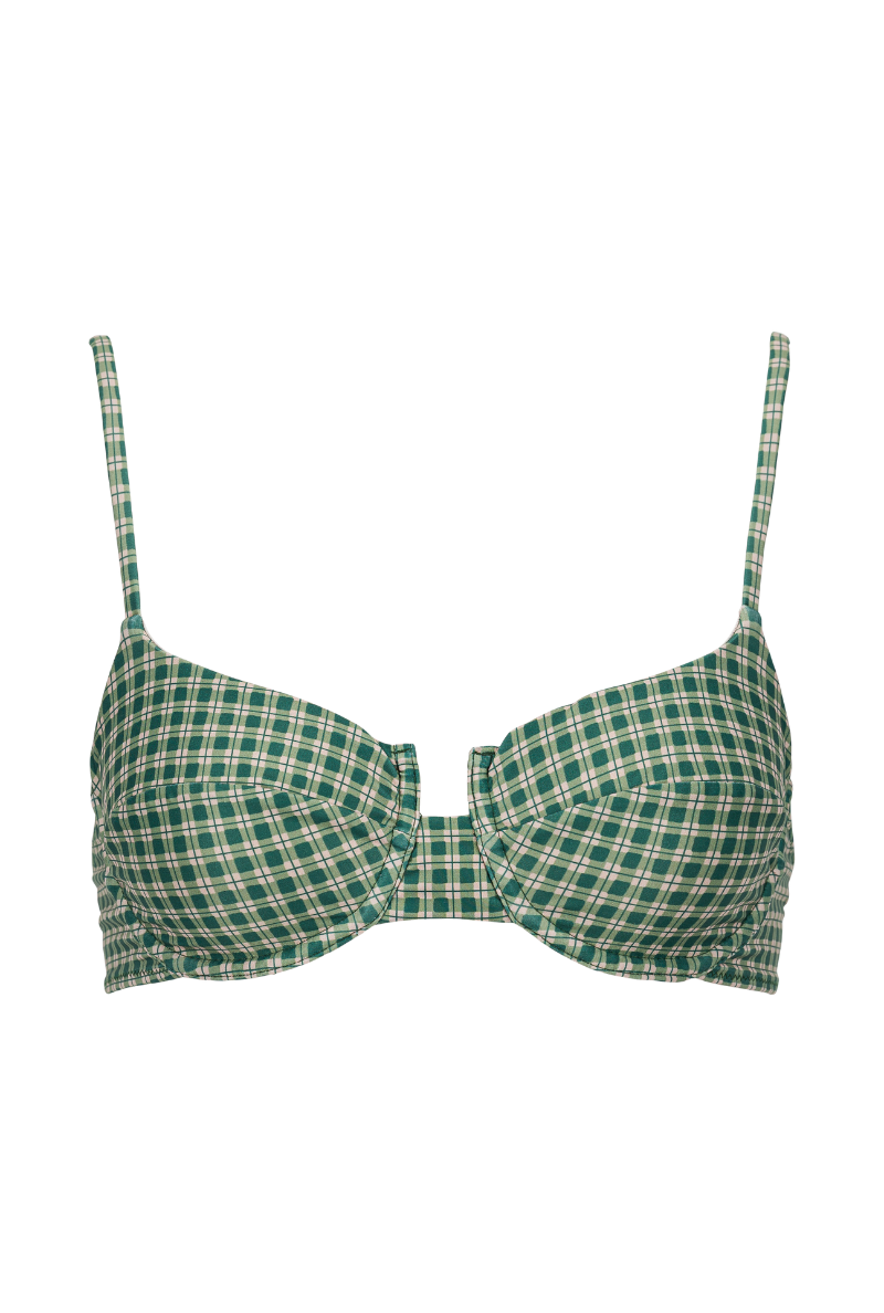 Haut de maillot armaturé Léa - Carreaux vert