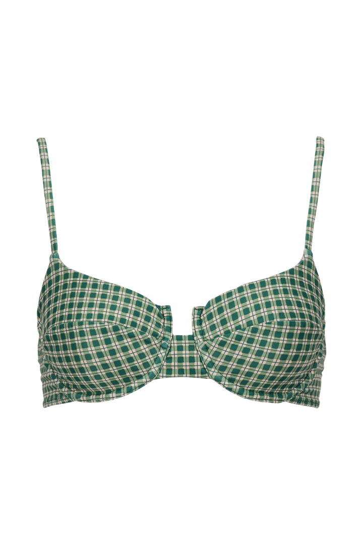 Haut de maillot armaturé Léa - Carreaux vert