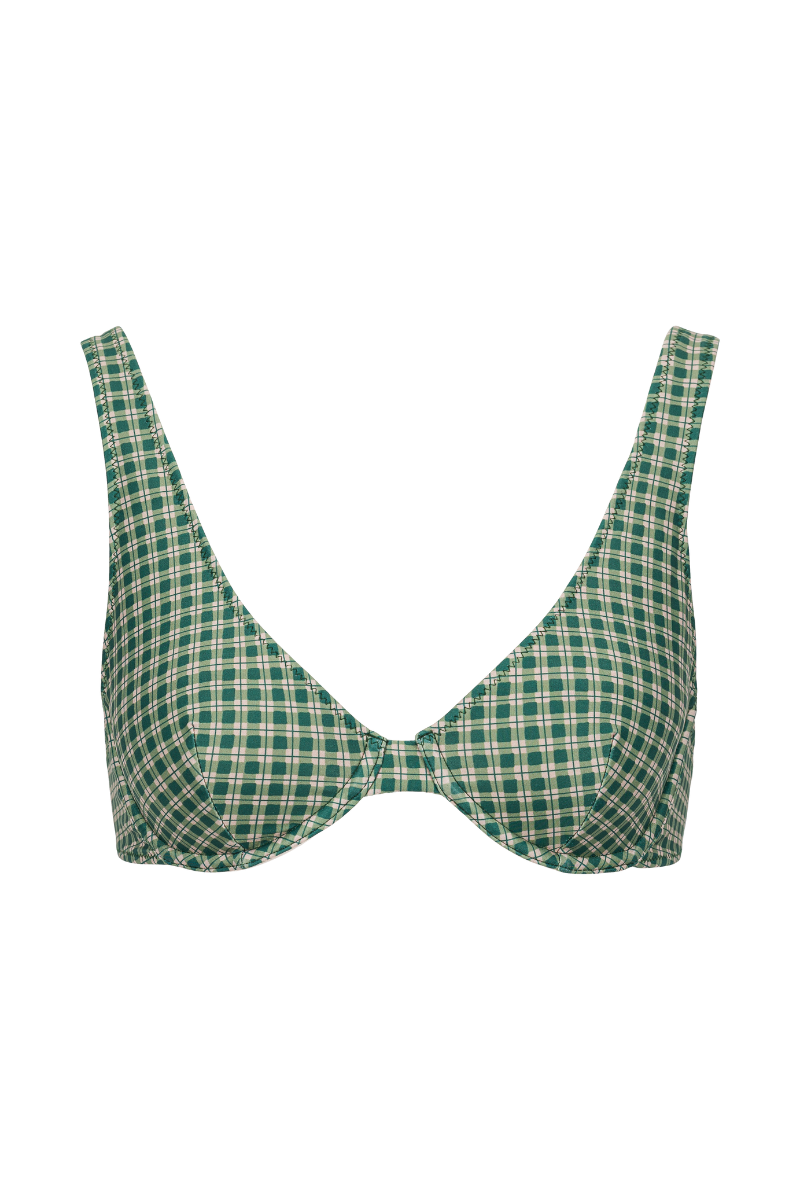 Haut de maillot armaturé Marilou - Carreaux vert