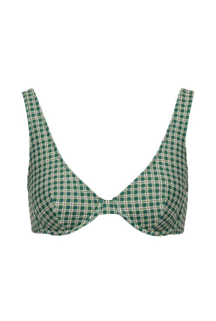 Haut de maillot armaturé Marilou - Carreaux vert