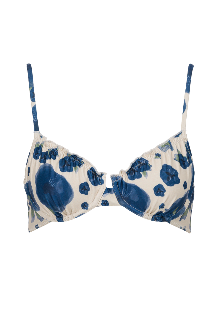Haut de maillot armaturé Marcia - Fleurs bleues
