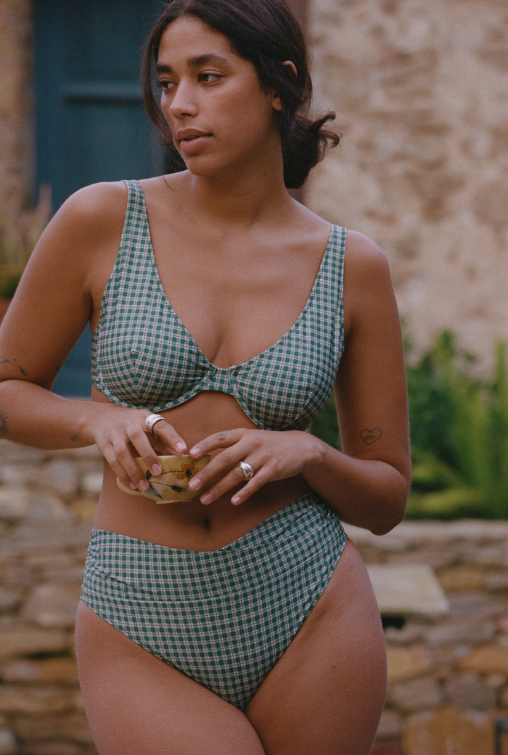 Haut de maillot armaturé Marilou - Carreaux vert