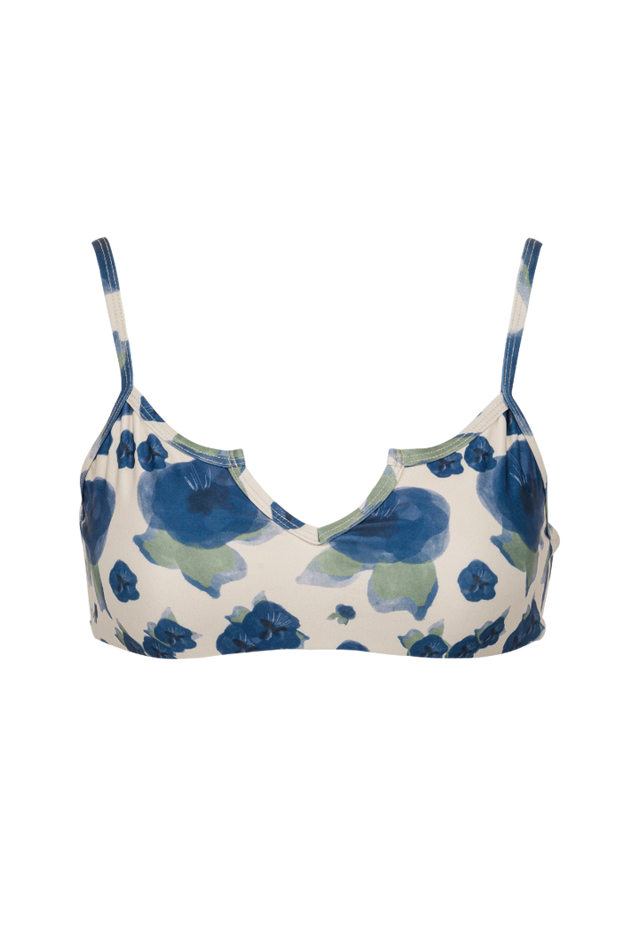 Haut de maillot brassière Manon - Fleurs bleues
