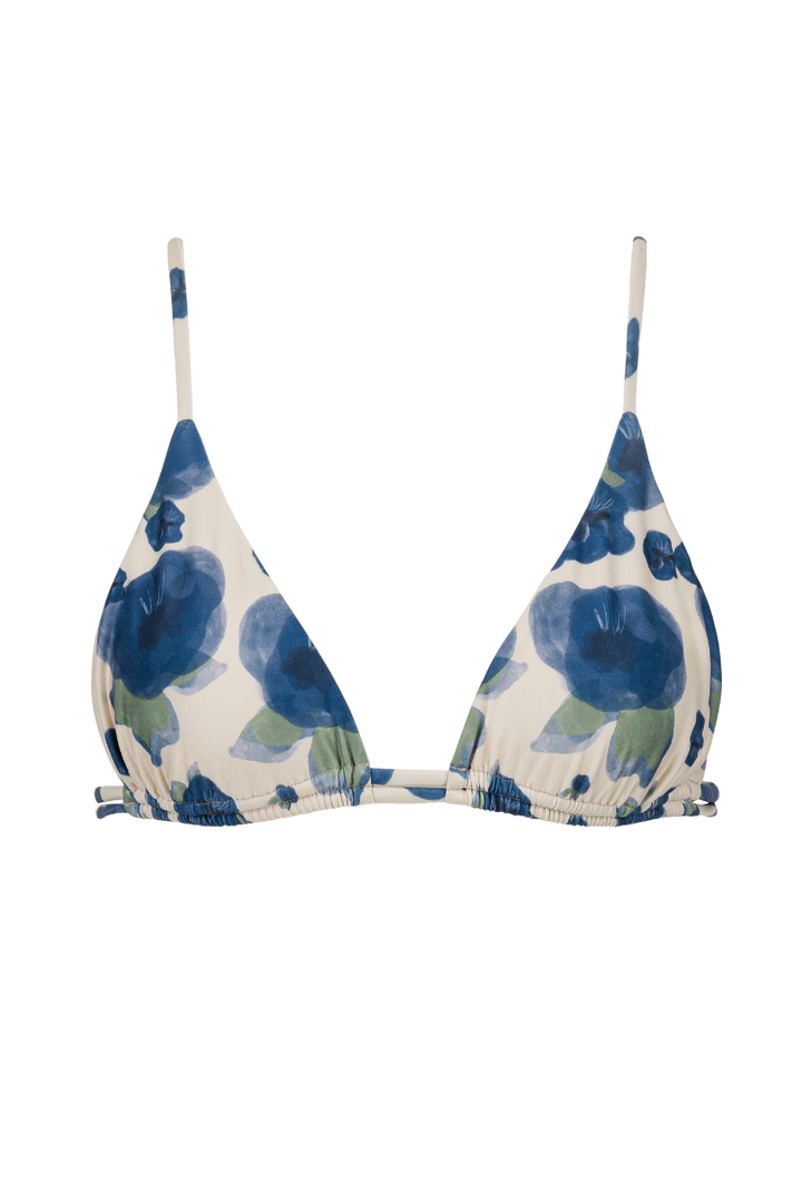 Haut de maillot triangle Mélanie - Fleurs bleues