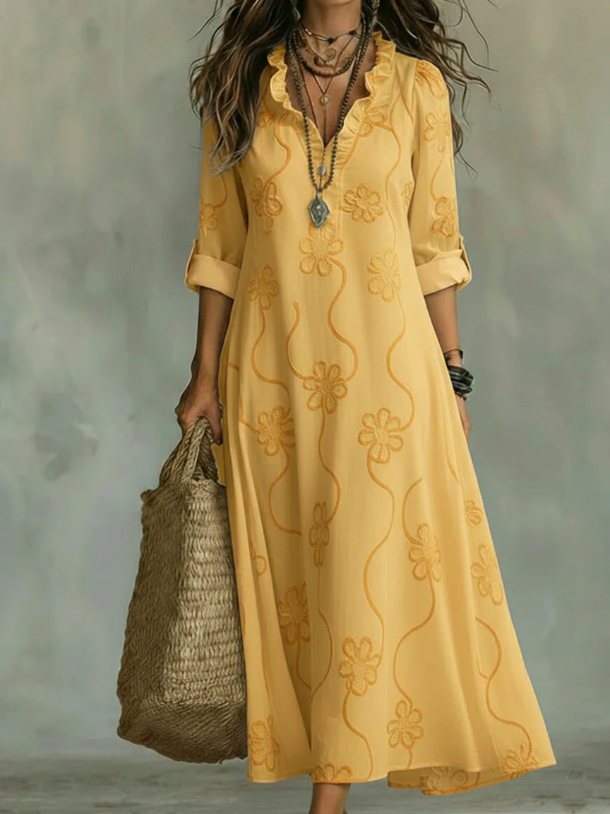 Robe Longue d'Été à Fleurs Sienna